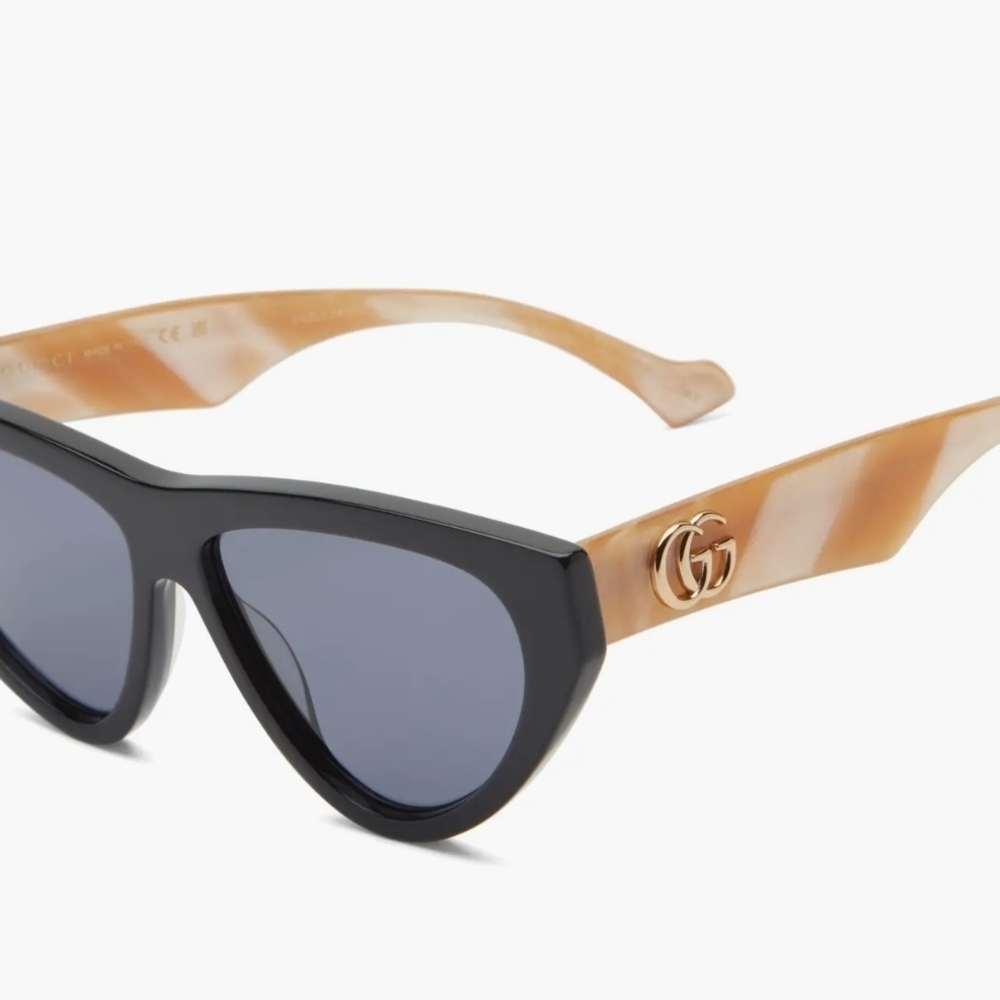 Gucci Women's Sunglasses 58mm Cat Eye Black Gold